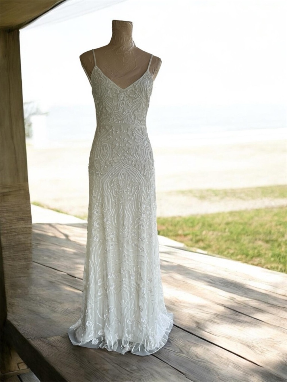 Lulus Truly Dedicated Ivory Shiny Sequin Sleeveless Maxi Dress Small Wedding